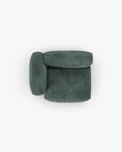 MODUL COLTAR/CANAPEA MARTINA, 120X120 CM, PE STANGA, ADANCIME SCAUN 90 CM, VERDE MUSCHI, TAPITAT CU TAPITERIE DIN TEXTIL CATIFEA VOGUE, MICADONI - Img 4