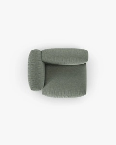 MODUL COLTAR/CANAPEA MARTINA, 120X120 CM, PE STANGA, ADANCIME SCAUN 90 CM, VERDE MUSCHI, TAPITAT CU TAPITERIE DIN TEXTIL STRUCTURAT BOSTON, MICADONI - Img 4