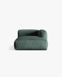 MODUL SEZLONG CANAPEA/COLTAR MARTINA, 130X176 CM, PE DREAPTA, VERDE MUSCHI, TAPITAT CU TAPITERIE DIN TEXTIL CATIFEA VOGUE, MICADONI