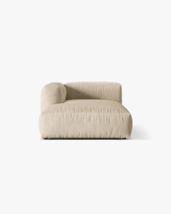 MODUL SEZLONG CANAPEA/COLTAR MARTINA, 130X176 CM, PE STANGA, BEJ DESCHIS, TAPITAT CU TAPITERIE DIN TEXTIL CATIFEA VOGUE, MICADONI