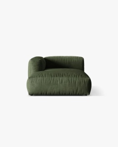 MODUL SEZLONG CANAPEA/COLTAR MARTINA, 130X176 CM, PE STANGA, VERDE, TAPITAT CU TAPITERIE DIN TEXTIL CATIFEA VOGUE, MICADONI
