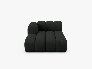 MODUL SEZLONG CANAPEA LUPIN, PE STANGA, NEGRU, CU TAPITERIE DIN TEXTIL BOUCLE BALOO, MICADONI