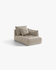 MODUL SEZLONG COLTAR BLOOM, PE DREAPTA, BEJ DESCHIS, 95X97 CM, CU TAPITERIE DIN TEXTIL CATIFEA CASINO, MICADONI - Img 2