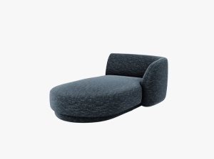 MODUL SEZLONG MILEY, PE DREAPTA, ALBASTRU, CU TAPITERIE DIN TEXTIL CHENILLE HAGA, MICADONI - Img 2