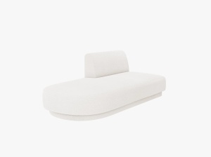 MODUL SEZLONG MILEY, PE STANGA, ALB, CU TAPITERIE DIN TEXTIL BOUCLE BALOO, MICADONI