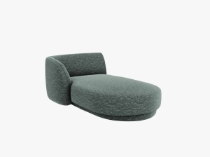 MODUL SEZLONG MILEY, PE STANGA, VERDE BENZINA, CU TAPITERIE DIN TEXTIL CHENILLE HAGA, MICADONI - Img 2