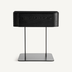 NOPTIERA CAIZA 46CM, LEMN, FURNIR SI METAL, CULOARE NEAGRA, STIL CONTEMPORAN, VICAL HOME