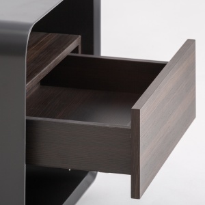 NOPTIERA MODERNA OSSIDE 50CM, REALIZATA DIN LEMN, FURNIR DE NUC SI METAL, CULOARE NEGRU/NUC, REALIZATA MANUAL - Img 7