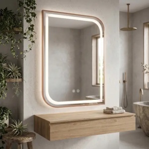 OGLINDA CU LED, ZONE 80X60, AURIU ROSE PERIAT, CALITATE SUPERIOARA - Img 5