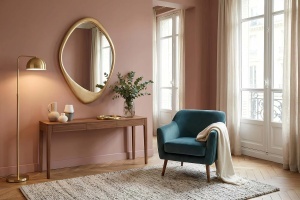 OGLINDA, ORGANIC 90CM, REALIZAT DIN POLIURETAN SI STICLA, CULOARE AURIE, ARTIM GROUP SELECTION - Img 4
