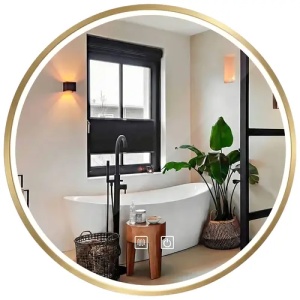 OGLINDA PENTRU BAIE, CU LED 100cm MMJ BRUSH GOLD, CALITATE SUPERIOARA - Img 4