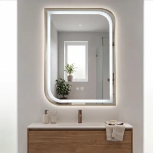 OGLINDA PENTRU BAIE, CU LED ZONE 70X50CM, AURIU PERIAT, CALITATE SUPERIOARA