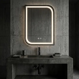 OGLINDA PENTRU BAIE, CU LED, ZONE NEGRU, 80X60, CALITATE SUPERIOARA - Img 5