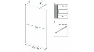 PARAVAN DE DUS REA AERO, 110CM, NEGRU MAT, DIN STICLA, CALITATE SUPERIOARA - Img 8