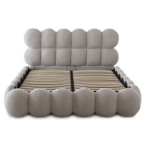 PAT 160X200CM, ARTIM MEBLE, CU SPATIU DE DEPOZITARE, REALIZAT DIN TEXTIL BOUCLE GRI, STIL MODERN - Img 5