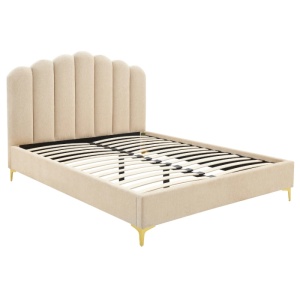 PAT 160X200CM, ARTIM MEBLE, REALIZAT DIN CATIFEA DE CULOARE CREM, STIL MODERN