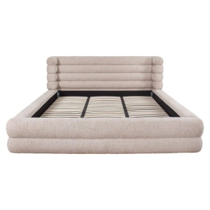 PAT 180X200, OBIDIS NATURAL LINEAR, 214118, CONFECTIONAT DIN LEMN MASIV DE PIN, PAL, POLESTER SI SPUMA, BEJ, STIL MODERN - Img 2