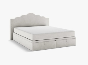 PAT CONTINENTAL TAPITAT DREAM, 180X200, GRI DESCHIS FILDES, SOMIERA RABATABILA, CU TAPITERIE DIN CATIFEA MAGIC, MICADONI - Img 3