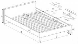 PAT DORMITOR CASSANDRA, 120X200 CM, ALB/NEGRU, DIN LEMN MASIV SI PIELE ECOLOGICA, STIL MODERN - Img 2