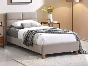PAT DORMITOR SIERRA, 90 CM, BEJ BLUVEL 28, TAPITERIE DIN CATIFEA, STIL MODERN