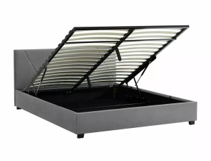 PAT DORMITOR STIL COLUMBIA, CU SPATIU DE DEPOZITARE, 160 CM, GRI TAP 192, TAPITERIE DIN CATIFEA, STIL MODERN - Img 7