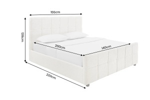 PAT EXCLUSIVIST PRESTIGE 140X 200CM, CU SPATIU DE DEPOZITARE, REALIZAT DIN LEMN SI TEXTIL BOUCLE, CULOARE CREM - Img 4