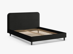PAT TAPITAT AVELINE, 160X200, NEGRU, CU TAPITERIE DIN TEXTIL BOUCLE BALOO, MICADONI - Img 3