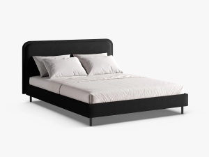 PAT TAPITAT AVELINE, 180X200, NEGRU, CU TAPITERIE DIN TEXTIL STRUCTURAT WIND, MICADONI
