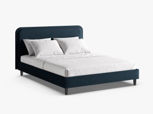PAT TAPITAT AVELINE, 200X200, ALBASTRU MARIN, CU TAPITERIE DIN TEXTIL STRUCTURAT WIND, MICADONI