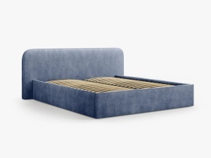 PAT TAPITAT, ELIZABETH, 200x200, ALBASTRU INCHIS, CU TAPITERIE DIN TEXTIL STRUCTURAT BABEL, MICADONI - Img 3