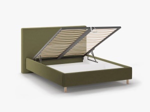 PAT TAPITAT, ELOISE, 160x200, VERDE, SOMIERA RABATABILA, CU TAPITERIE DIN TEXTIL STRUCTURAT MOLYBDEN, MICADONI - Img 4