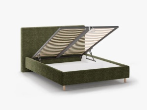 PAT TAPITAT, ELOISE, 160x200, VERDE, SOMIERA RABATABILA, CU TAPITERIE DIN TEXTIL BOUCLE ROLF, MICADONI - Img 4