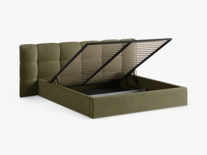 PAT TAPITAT ERIC, 160X200, VERDE DESCHIS, CU TAPITERIE DIN CATIFEA VELVET CAZINO, MICADONI - Img 5