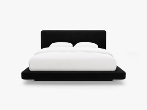 PAT TAPITAT LINEA, 180X200, NEGRU, CU TAPITERIE DIN CATIFEA MAGIC VELVET, MICADONI - Img 2