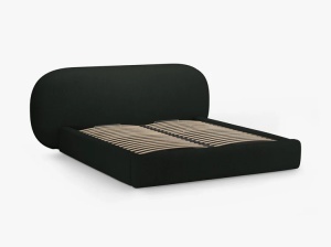 PAT TAPITAT, OVALO, 180x200, NEGRU, SOMIERA RABATABILA, CU TAPITERIE DIN TEXTIL CHENILLE PERFECT HARMONY, MICADONI - Img 3