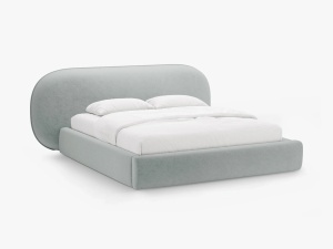 PAT TAPITAT, OVALO, 200x200, ALBASTRU DESCHIS, SOMIERA RABATABILA, CU TAPITERIE DIN TEXTIL CHENILLE PERFECT HARMONY, MICADONI