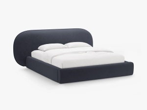 PAT TAPITAT, OVALO, 200x200, ALBASTRU INCHIS, SOMIERA RABATABILA, CU TAPITERIE DIN TEXTIL CHENILLE PERFECT HARMONY, MICADONI