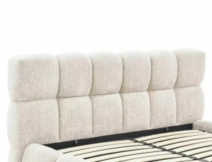 PAT TAPITAT PARMA RAVEN 160X200, BEJ, TAPITERIE DIN TEXTIL SI PICIOARE DIN METAL, CU SOMIERA RABATABILA, STIL MODERN - Img 10