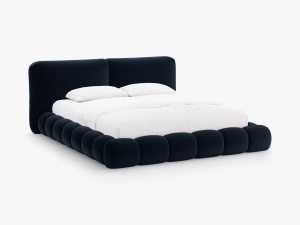 PAT TAPITAT SOLANGE, 160X200, ALBASTRU ROYAL, SOMIERA RABATABILA, CU TAPITERIE DIN CATIFEA MAGIC VELVET, MICADONI