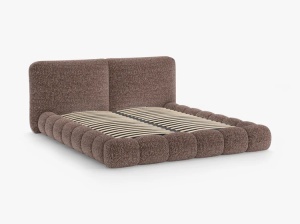 PAT TAPITAT SOLANGE, 160X200, MARO, SOMIERA RABATABILA, CU TAPITERIE DIN TEXTIL CHENILLE SILENCIO, MICADONI - Img 3