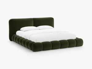 PAT TAPITAT SOLANGE, 160X200, VERDE ARMY, SOMIERA RABATABILA, CU TAPITERIE DIN CATIFEA MAGIC VELVET, MICADONI