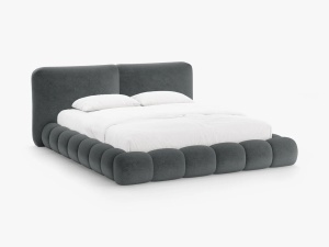 PAT TAPITAT SOLANGE, 200X200, GRI INCHIS, SOMIERA RABATABILA, CU TAPITERIE DIN TEXTIL CHENILLE PERFECT HARMONY, MICADONI