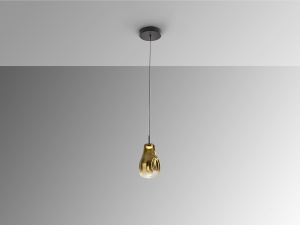 PENDUL ALEDIS, 40/210 CM, NEGRU MAT/AURIU, DIN METAL SI STICLA, STIL MODERN - Img 3