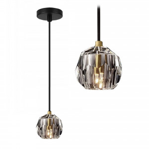 PENDUL GLAMOR CRYSTAL APP586-1CP, 10x90 cm, NEGRU SI AURIU, DIN METAL SI STICLA, STIL MODERN, TU - Img 1