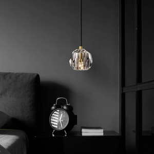 PENDUL GLAMOR CRYSTAL APP586-1CP, 10x90 cm, NEGRU SI AURIU, DIN METAL SI STICLA, STIL MODERN, TU - Img 5