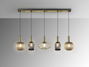 PLAFONIERA ARGOS 128CM, AURIU/TRANSPARENT, DIN METAL SI STICLA, STIL MODERN - Img 4