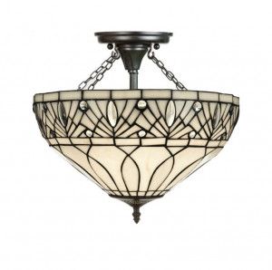 PLAFONIERA DEOSEBITA TIFFANY 40CM, COD 2019-40+BLAF, DIN METAL SI STICLA