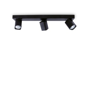 PLAFONIERA RUDY PL3 SQUARE, NEGRU, DIN ALUMINIU, STIL MODERN