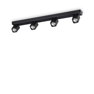 PLAFONIERA RUDY PL4 SQUARE, NEGRU, DIN ALUMINIU, STIL MODERN - Img 1