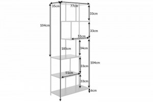 RAFT ORGANIZATOR OFFICE, SLIM LINE 185CM, LEMN SI METAL, COD 44181 - Img 1